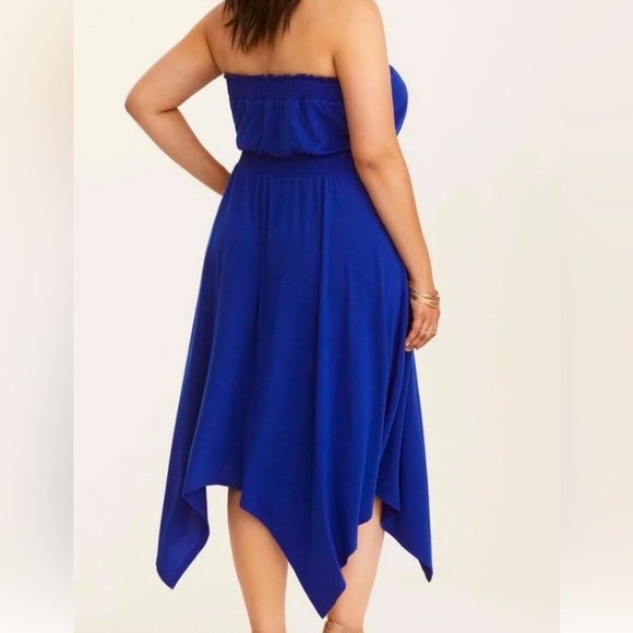 Torrid Sz. 1 - Cobalt Blue Summer Tube Top Elastic Dress w/hanker-shift hem. - Picture 3 of 5